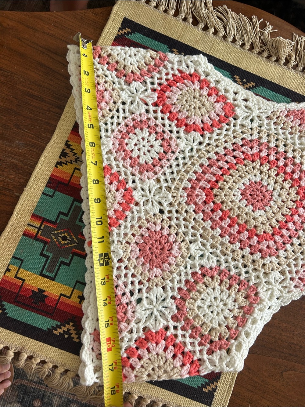 Boho Crochet Tank Top in Cream and Pink - Picture 3 of 5